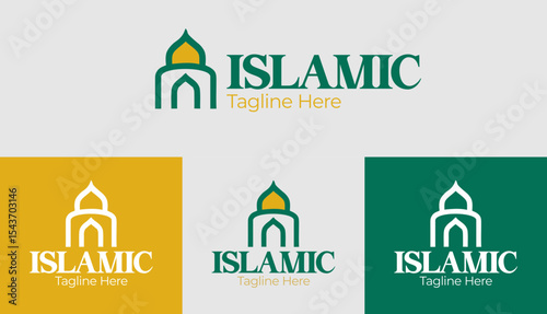 Modern mosque logo with Islamic dome design