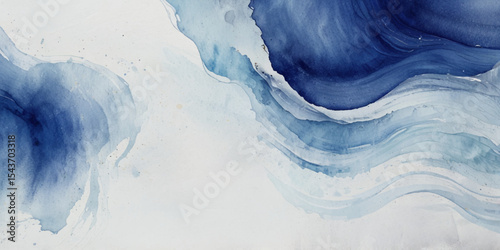 Beautiful soft blue sea water, ocean wave background. Soft blue and white hand printed creative marble texture ocean background.

