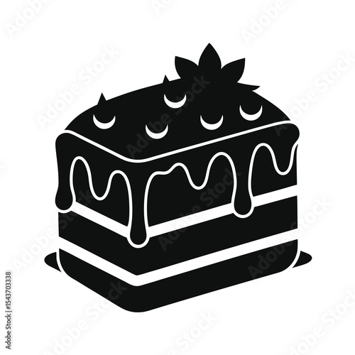 Black and White Cake Slice Illustration