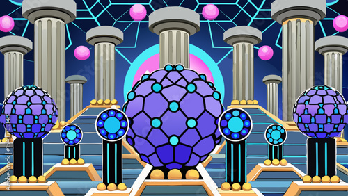 Quantum Multiverse Data Visual – Futuristic Neural Grid Vector Art.