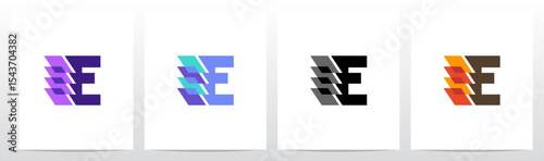 Square Rectangle Layer Transparent Stacked on Letter Initial Logo Design E
