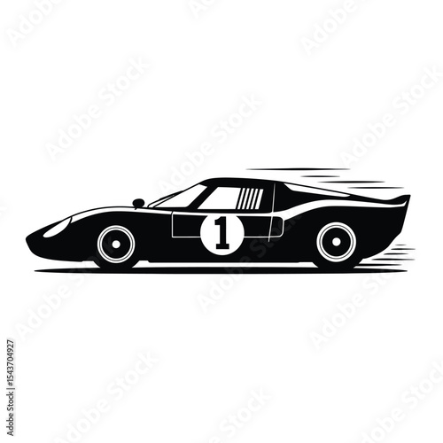 Classic race car number one silhouette