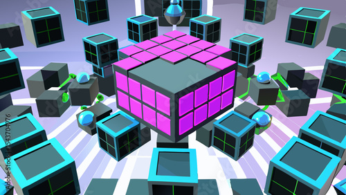 Quantum Multiverse Data Visual – Futuristic Neural Grid Vector Art.