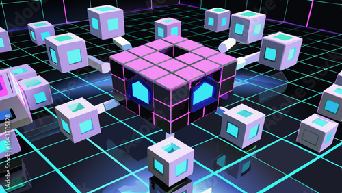 Quantum Multiverse Data Visual – Futuristic Neural Grid Vector Art.