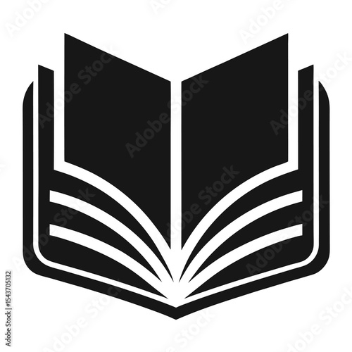 open book silhouette vector icon on white background