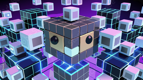 Quantum Multiverse Data Visual – Futuristic Neural Grid Vector Art.