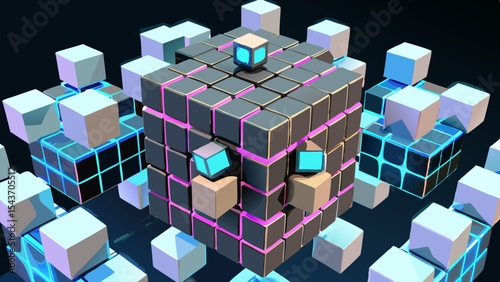 Quantum Multiverse Data Visual – Futuristic Neural Grid Vector Art.
