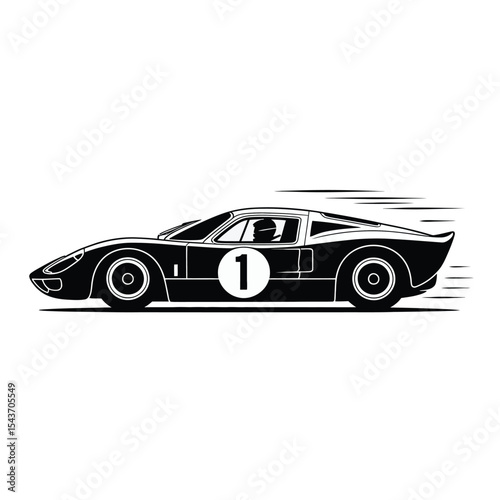 Classic race car number one speeding