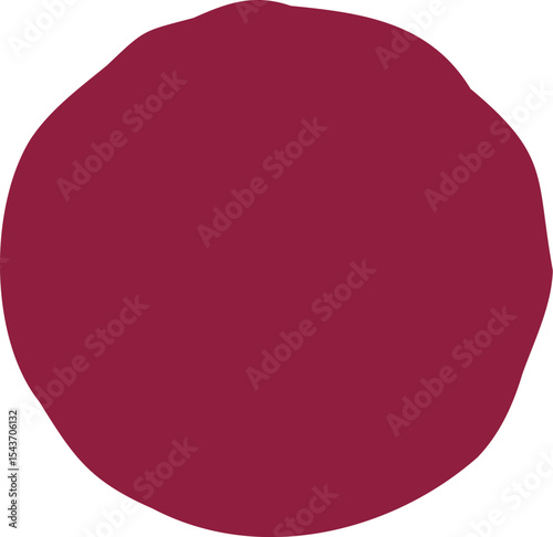 Burgundy colored organic circle, abstract and hand-drawn