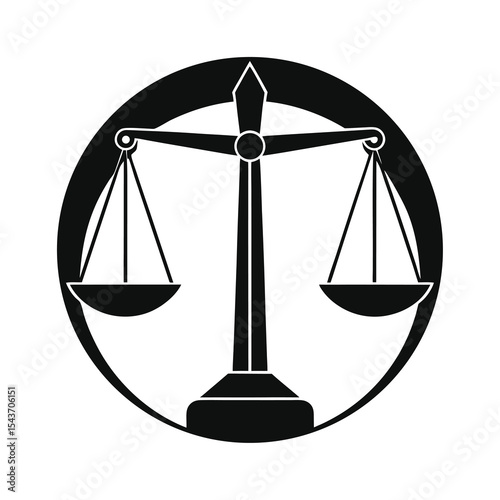 Black and White Scales of Justice Icon