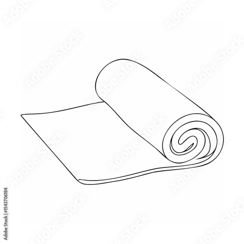 Rolled Up Yoga Mat Line Art Black White Simple fitness
