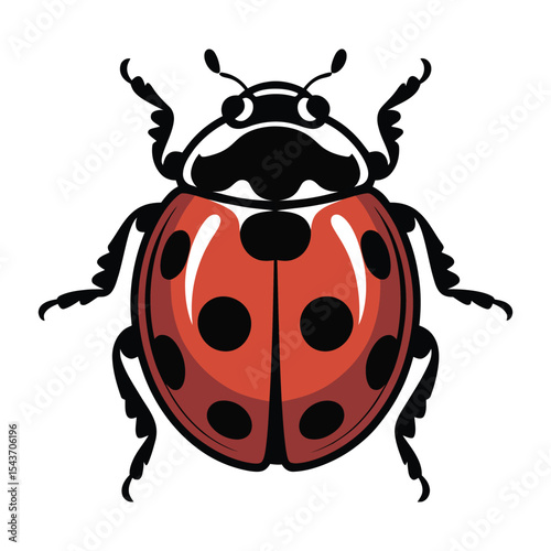 Red Ladybug Black Spots Detailed Illustration insect