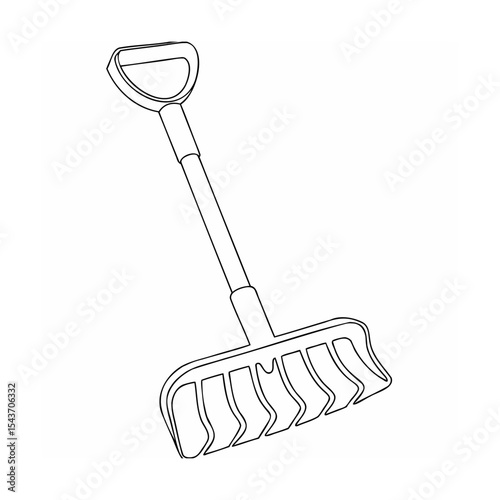 Line Art Black and White Snow Shovel Illustration winter
