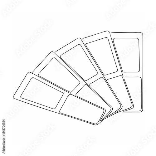 Black Line Art Color Swatches Fan Shape black and white