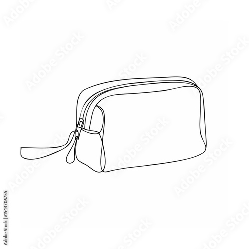 Single Line Drawing Black Cosmetic Bag Zipper Pouch