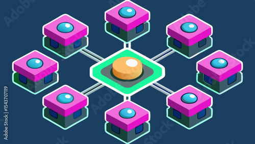 Quantum Multiverse Data Visual – Futuristic Neural Grid Vector Art.