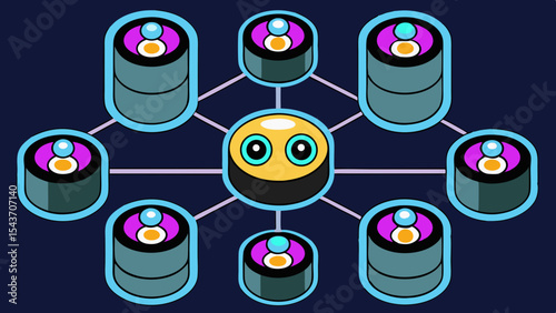 Quantum Multiverse Data Visual – Futuristic Neural Grid Vector Art.