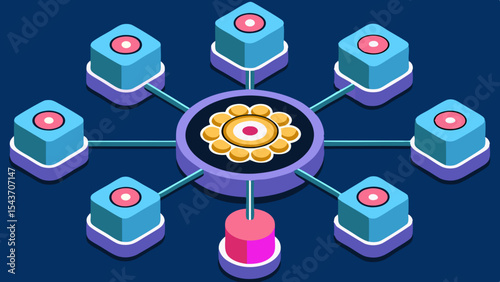 Quantum Multiverse Data Visual – Futuristic Neural Grid Vector Art.