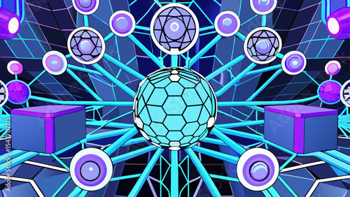 Quantum Multiverse Data Visual – Futuristic Neural Grid Vector Art.