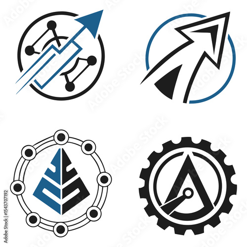 Modern Business and Technology Arrow Icons Set – Vector Logo Elements for Innovation and Growth .
