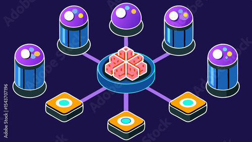 Quantum Multiverse Data Visual – Futuristic Neural Grid Vector Art.