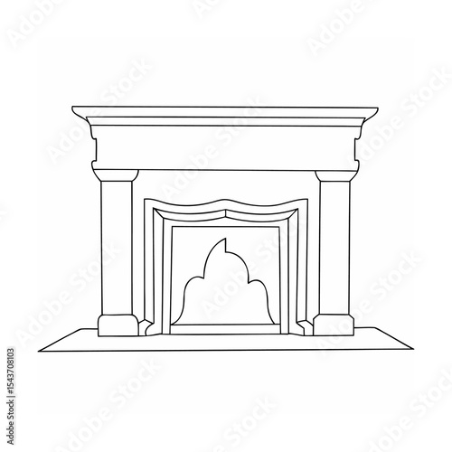 Line Art Fireplace Drawing Black White Simple Home Decor