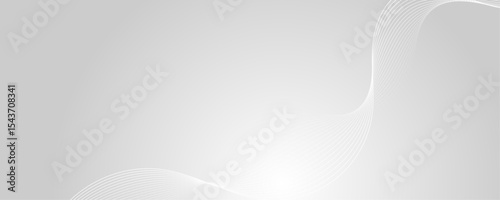 Abstract white wave dynamic curve lines on gray background. Energy technology concept modern backdrop design for business, presentation, banner.