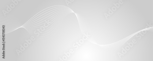 Abstract white wave dynamic curve lines on gray background. Energy technology concept modern backdrop design for business, presentation, banner.