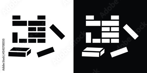 Wooden block icon collection. line stroke icon. EPS 10