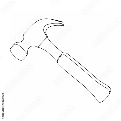 Black Line Art Claw Hammer Illustration black and white