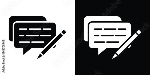 Write comment icon collection. line stroke icon. EPS 10