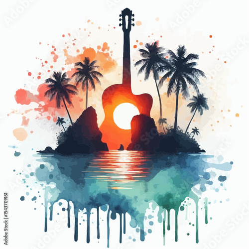 tropical island with palm trees