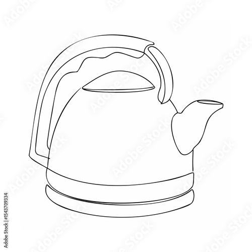 Black Line Art Electric Kettle Continuous Line Drawing