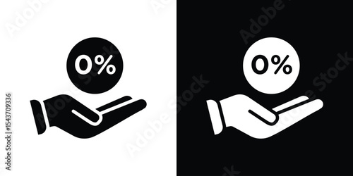 Zero percent icon collection. line stroke icon. EPS 10