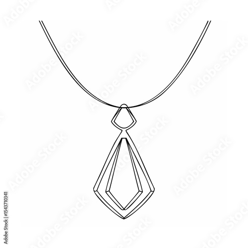 Black Line Art Geometric Tie Pendant Necklace Design