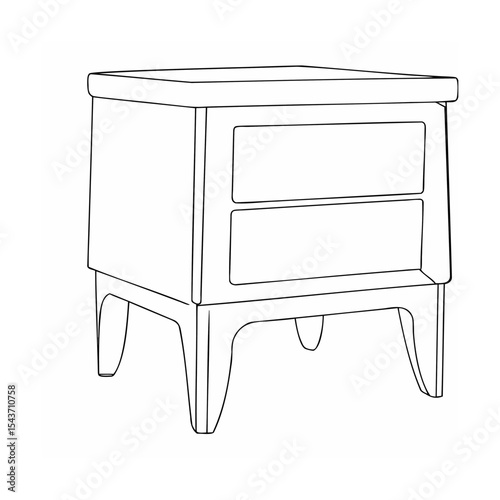 Line Art Two Drawer Nightstand Side Table two drawers