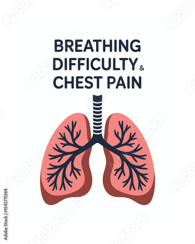 Breathing Difficulty and Chest Pain Awareness with Lungs Illustration, Respiratory Health
