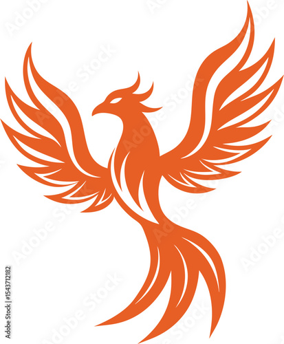 Phoenix Silhouette Line Art Vector Illustration On White Background