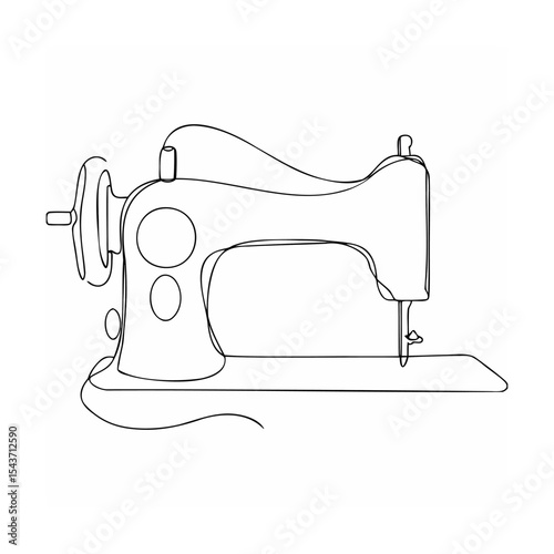 Single Line Art Drawing Vintage Sewing Machine single line drawing