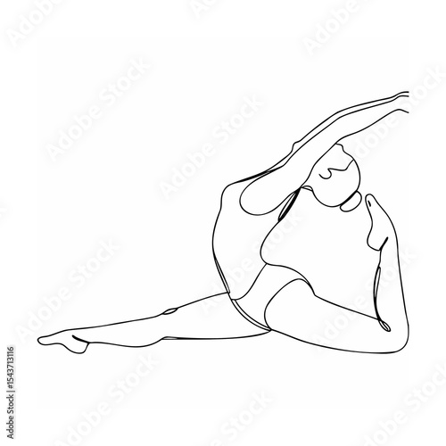 Single Line Art Woman Gymnast Flexible Pose single line drawing