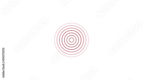 Target icon with radio waves, animation of radio waves, radar or sonar. Radio waves circle on white background.