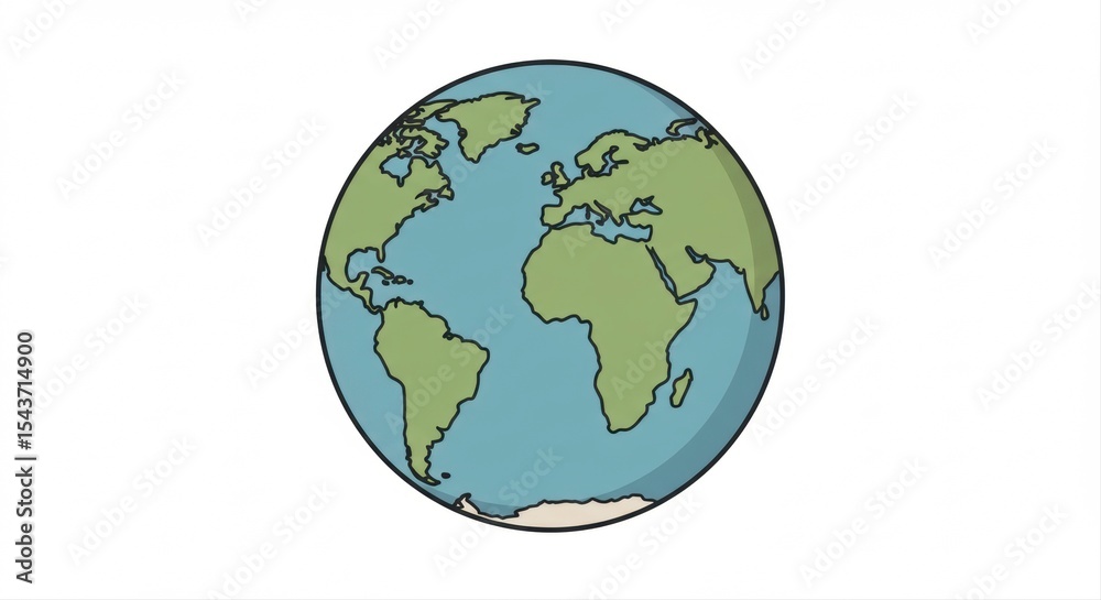 Naklejka premium Stylized globe illustration showcasing continents on a clean white backdrop
