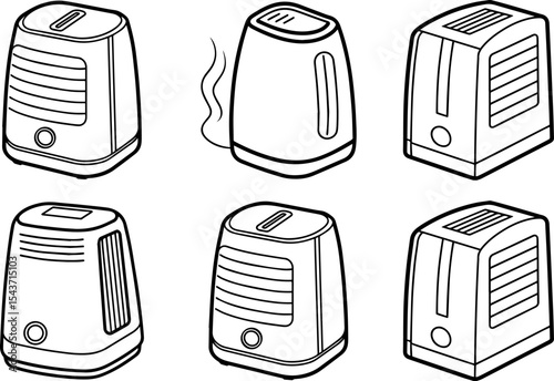 Set of Air purifier outline vector illustration, line art
