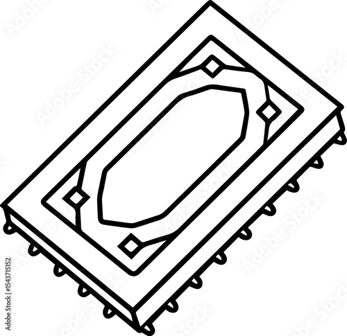 Area rug outline vector illustration, line art
