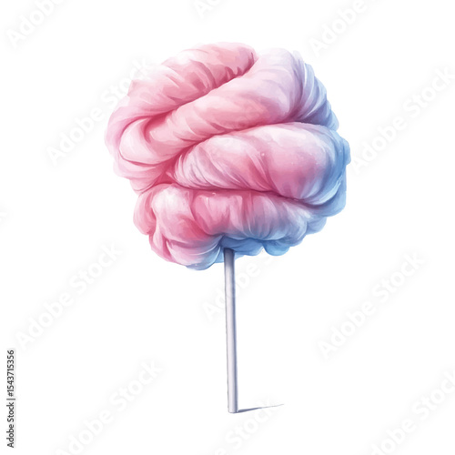 Pink and blue cotton candy spun sugar sweet treat vector on transparent background