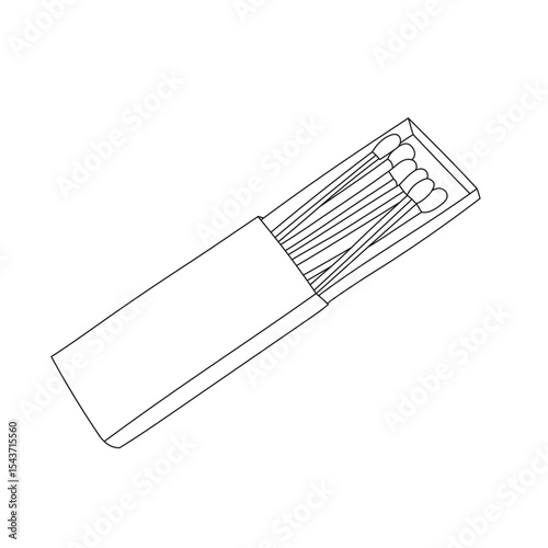 Long matches in an open box line art vector illustration