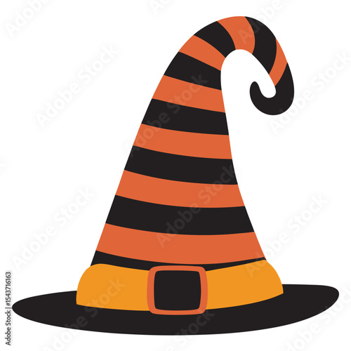 Halloween traditional witch hat vector illustration, Halloween icon on a white background
