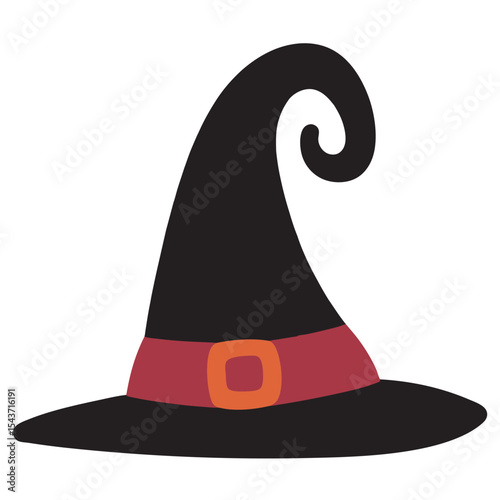 Halloween traditional witch hat vector illustration, Halloween icon on a white background
