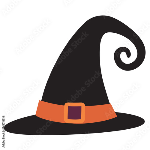 Halloween traditional witch hat vector illustration, Halloween icon on a white background
