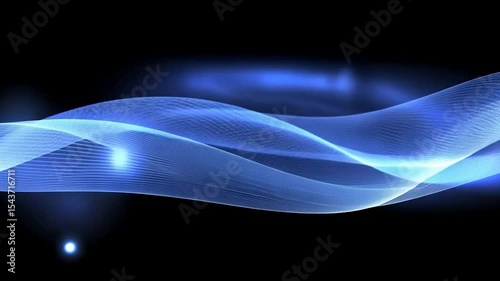 Animated Digital Data Wave Flowing Through Space with Bright Particles and Light Trails